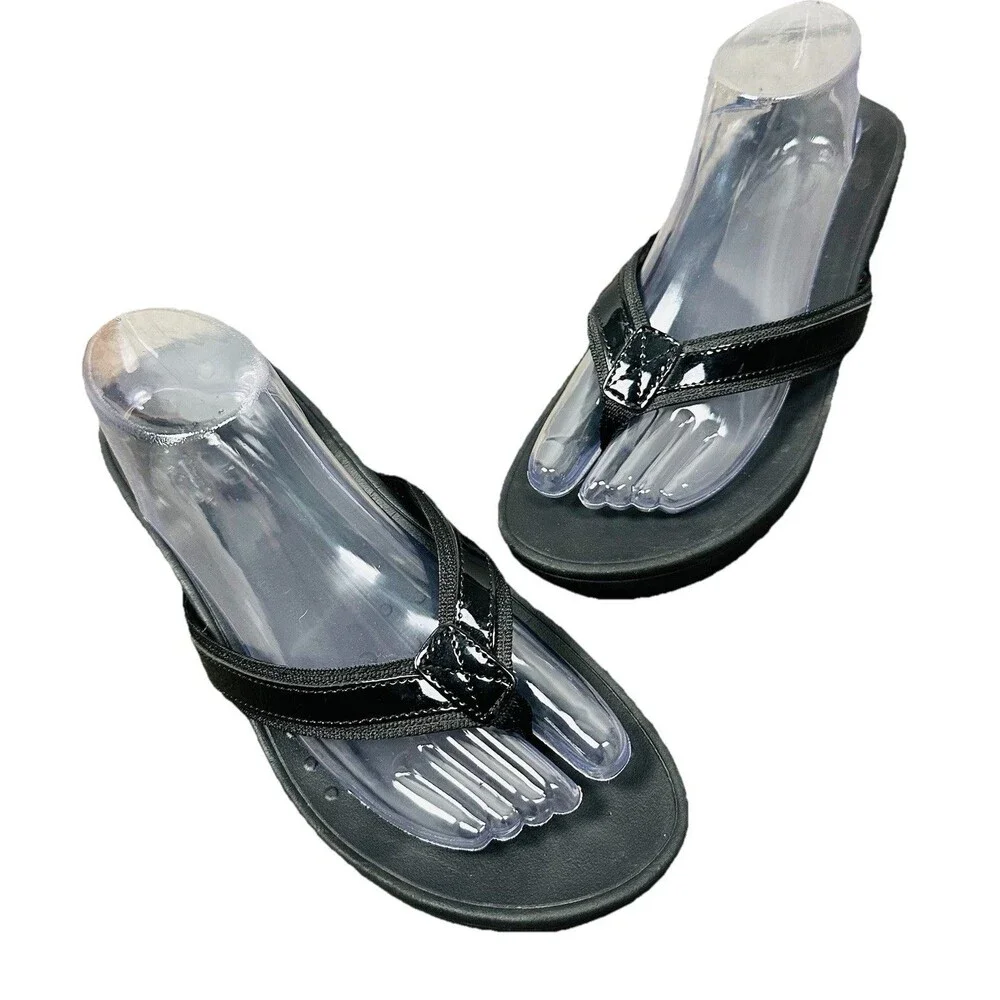 Vionic High Tide II Platform Sandals Women’s 11 Black Orthotic Support Flip Flop